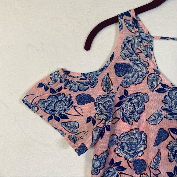 Kut From The Kloth Floral Pink/Blue Cold Shoulder Top Size Medium - Picture 6 of 11